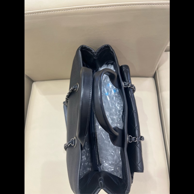 Chanel 黑銀荔枝牛皮tote二合一托特 手提包肩背包-11