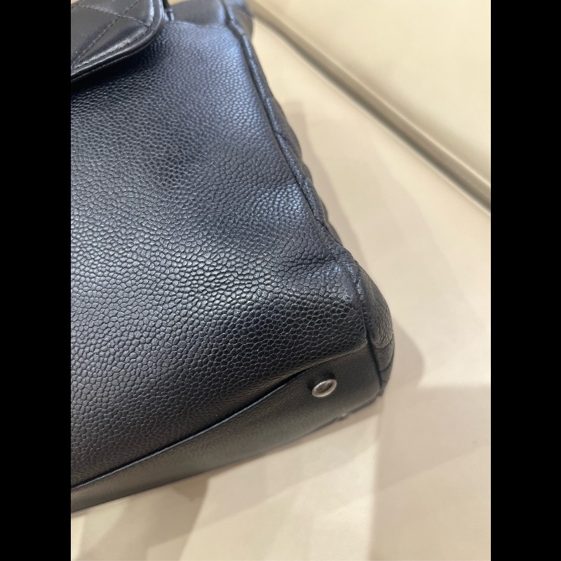 Chanel 黑銀荔枝牛皮tote二合一托特 手提包肩背包-13