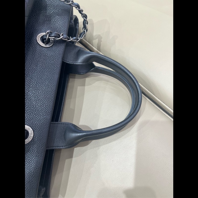 Chanel 黑銀荔枝牛皮tote二合一托特 手提包肩背包-17