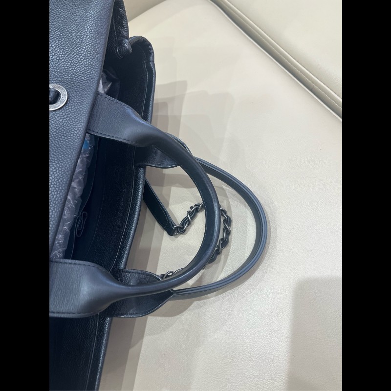 Chanel 黑銀荔枝牛皮tote二合一托特 手提包肩背包-18