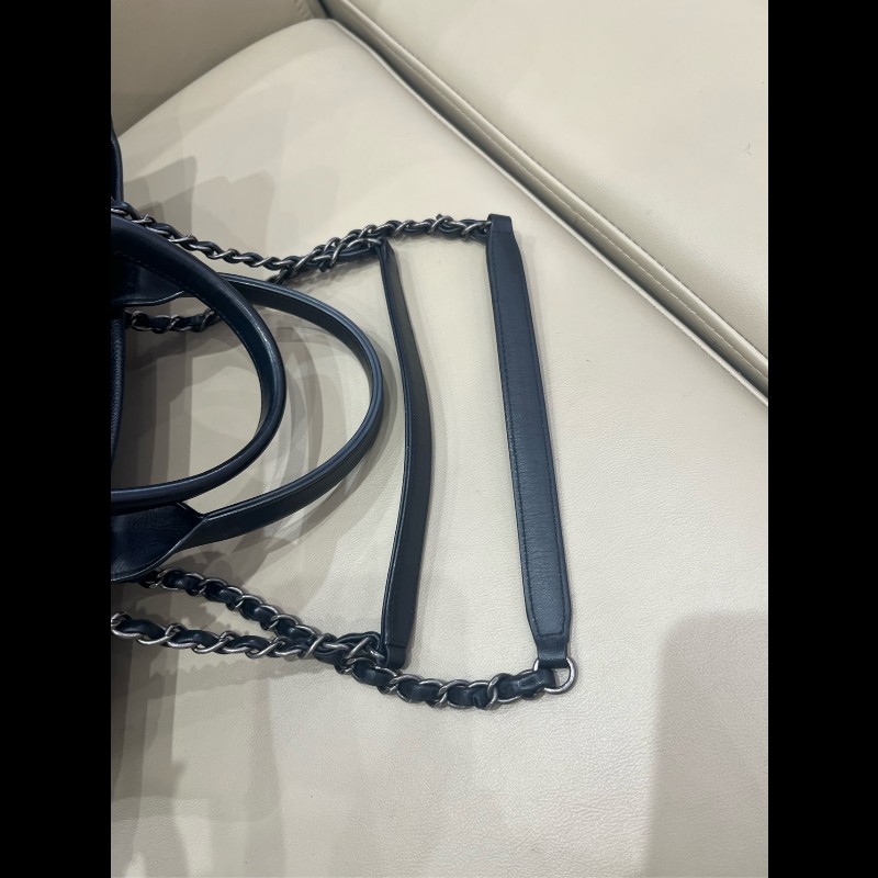 Chanel 黑銀荔枝牛皮tote二合一托特 手提包肩背包-19