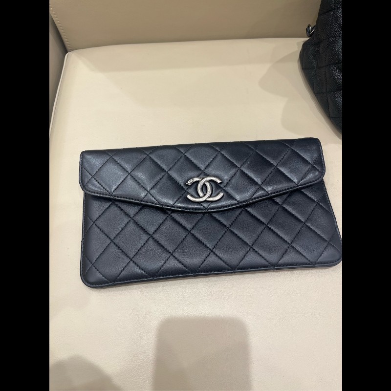 Chanel 黑銀荔枝牛皮tote二合一托特 手提包肩背包-20