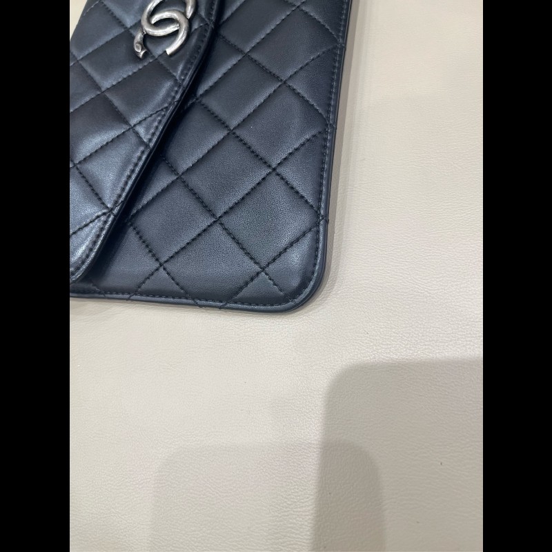 Chanel 黑銀荔枝牛皮tote二合一托特 手提包肩背包-23