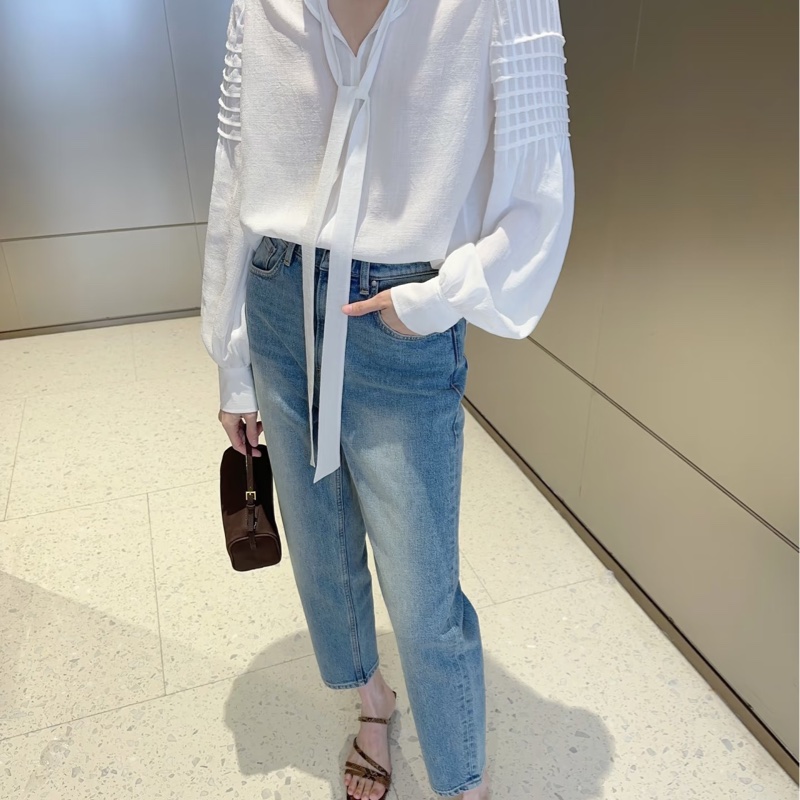 Chloe 克洛伊法式米白色絲質綁蝴蝶結襯衫 ☁️ 原價2萬多 超美的-3