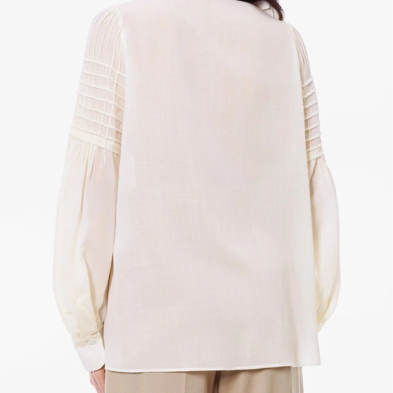 Chloe 克洛伊法式米白色絲質綁蝴蝶結襯衫 ☁️ 原價2萬多 超美的-6