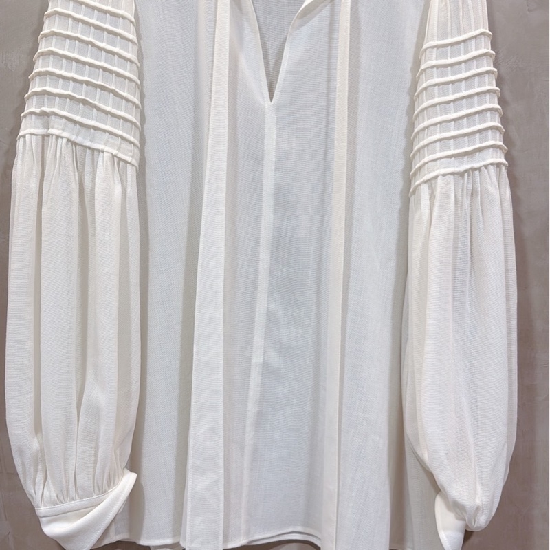 Chloe 克洛伊法式米白色絲質綁蝴蝶結襯衫 ☁️ 原價2萬多 超美的-7