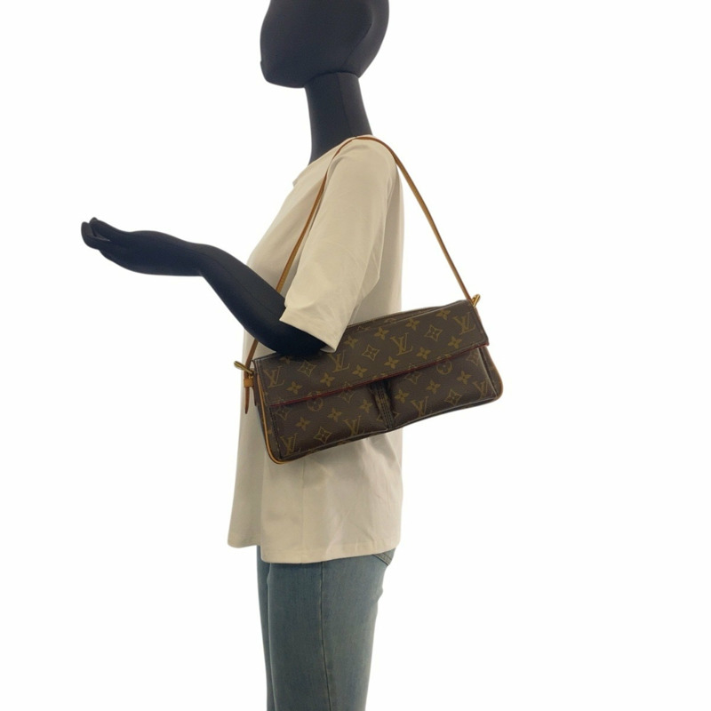 路易威登 Monogram Viva Cite MM 棕色皮革單肩包，配金色五金配件，M51164，女士款-5