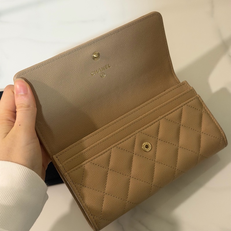 全新全配❤️ 香奈兒 #奶茶色 #荔枝皮 #中夾 #長夾-3