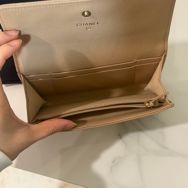 全新全配❤️ 香奈兒 #奶茶色 #荔枝皮 #中夾 #長夾-4