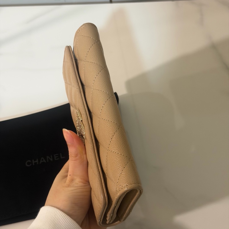 全新全配❤️ 香奈兒 #奶茶色 #荔枝皮 #中夾 #長夾-6
