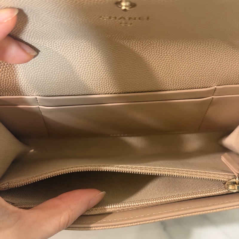 全新全配❤️ 香奈兒 #奶茶色 #荔枝皮 #中夾 #長夾-14