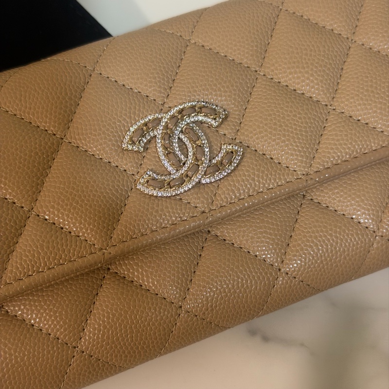 全新全配❤️ 香奈兒 #奶茶色 #荔枝皮 #中夾 #長夾-17