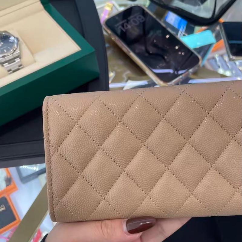 全新全配❤️ 香奈兒 #奶茶色 #荔枝皮 #中夾 #長夾-25