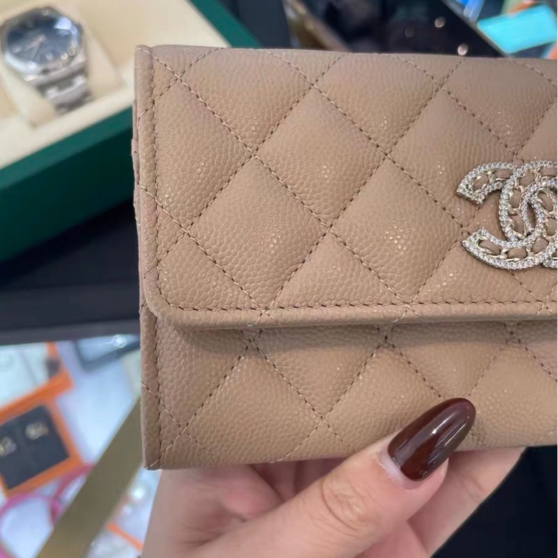 全新全配❤️ 香奈兒 #奶茶色 #荔枝皮 #中夾 #長夾-26