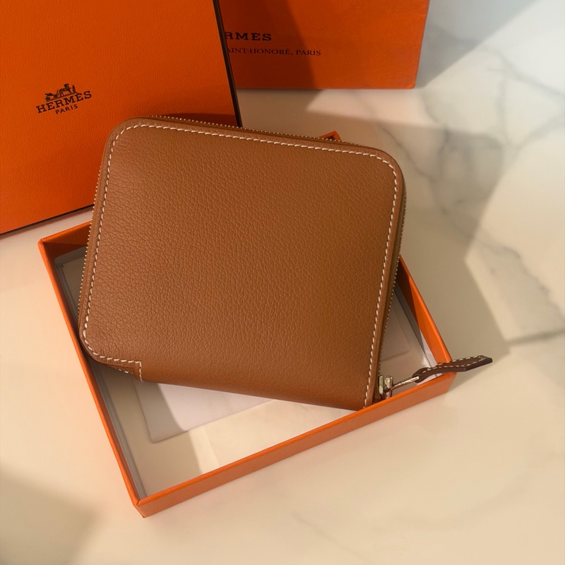 全新全配❤️ 愛馬仕 #silkin #絲巾短夾 #零錢包 #金棕-1