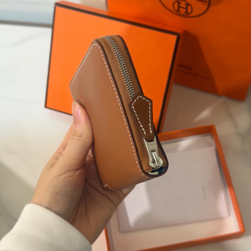 全新全配❤️ 愛馬仕 #silkin #絲巾短夾 #零錢包 #金棕-2