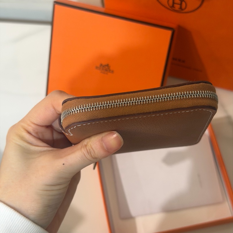 全新全配❤️ 愛馬仕 #silkin #絲巾短夾 #零錢包 #金棕-4