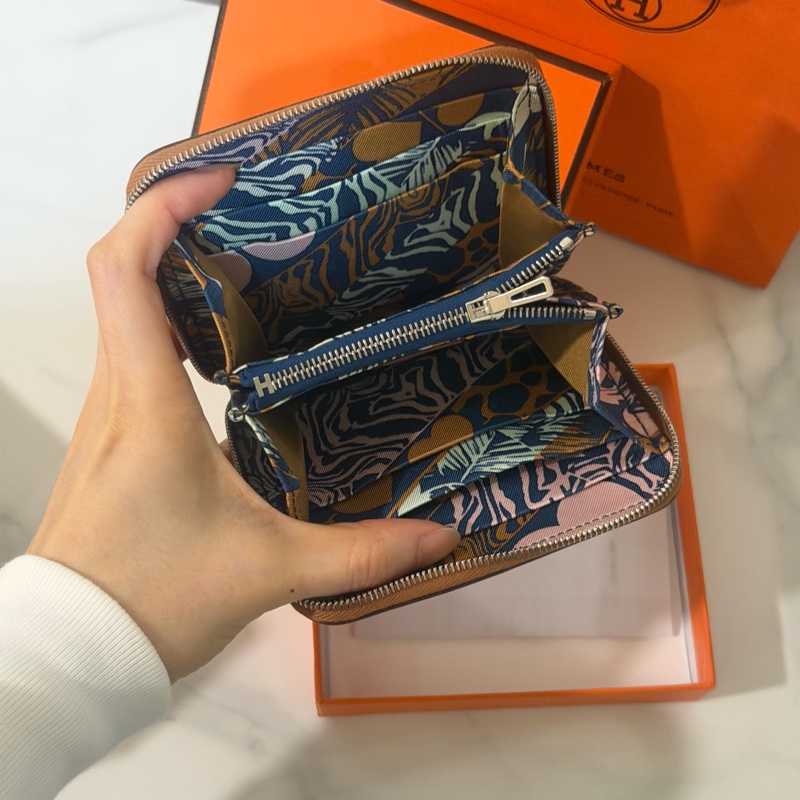 全新全配❤️ 愛馬仕 #silkin #絲巾短夾 #零錢包 #金棕-6