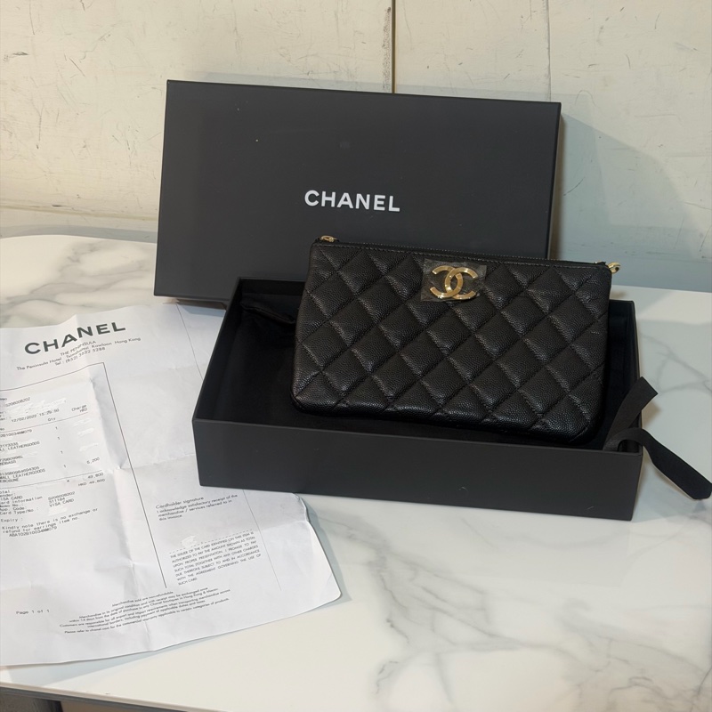 全新全配❤️ 香奈兒 #黑金 #荔枝皮 #零錢包 #錢包-0