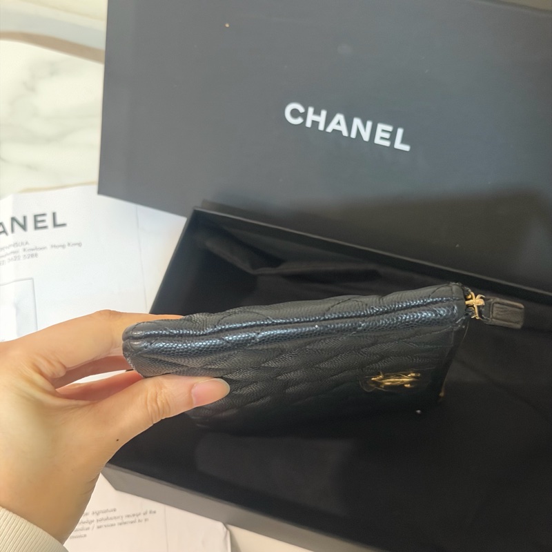 全新全配❤️ 香奈兒 #黑金 #荔枝皮 #零錢包 #錢包-5