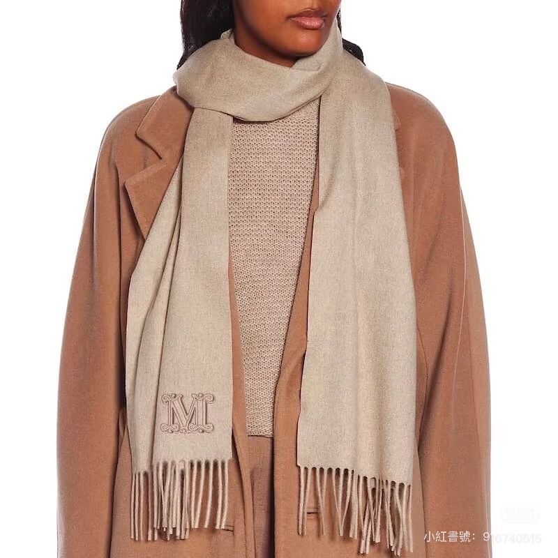 Max Mara 羊絨圍巾 很美的駝色 🧣 超暖超有質感 全新品-0
