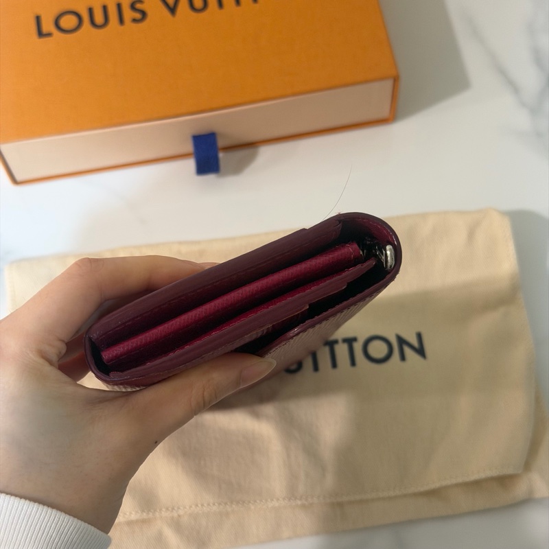 全配❤️ lv #水波紋 #牛皮 #長夾 #玫紅色-2