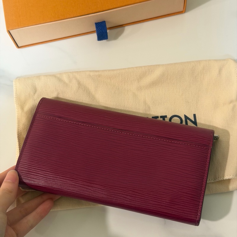 全配❤️ lv #水波紋 #牛皮 #長夾 #玫紅色-6