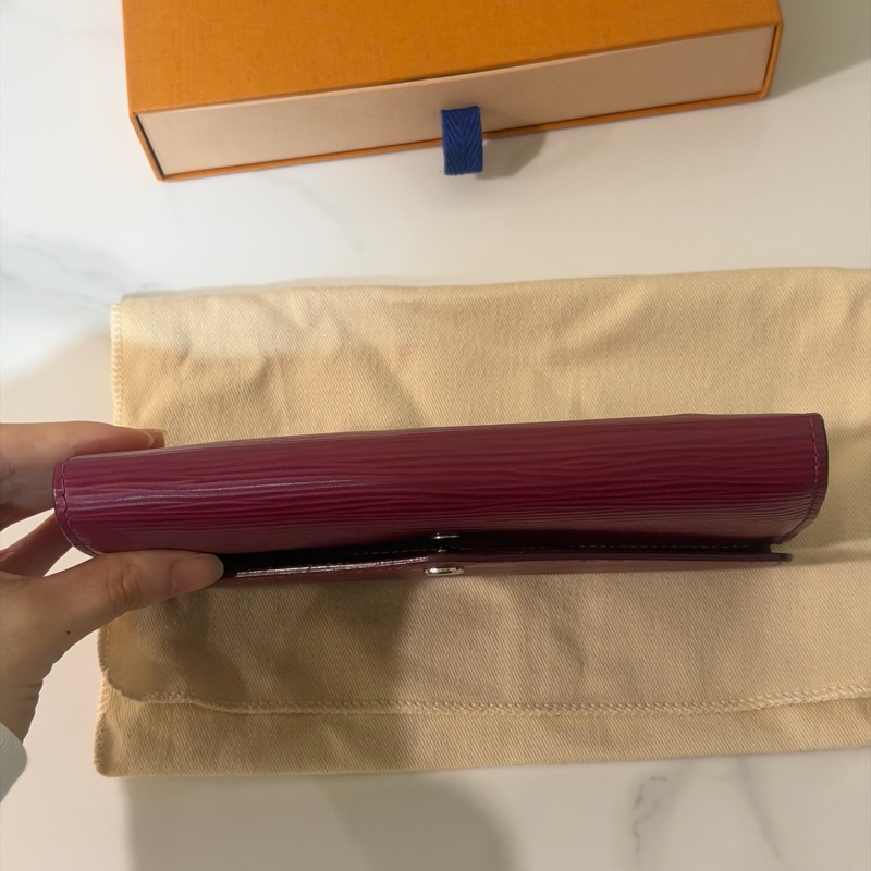 全配❤️ lv #水波紋 #牛皮 #長夾 #玫紅色-7