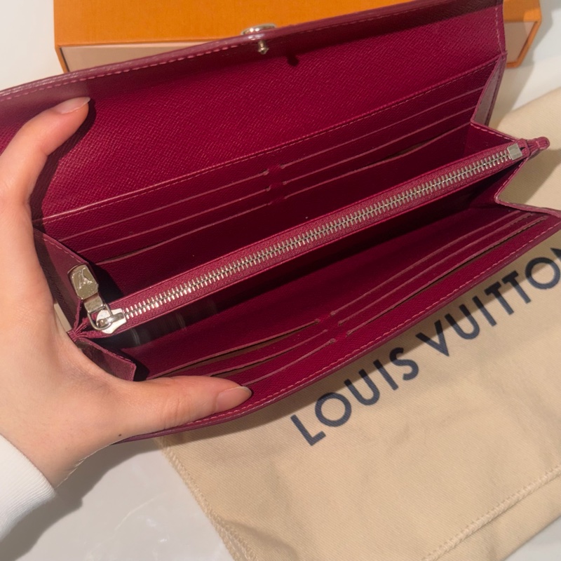 全配❤️ lv #水波紋 #牛皮 #長夾 #玫紅色-8