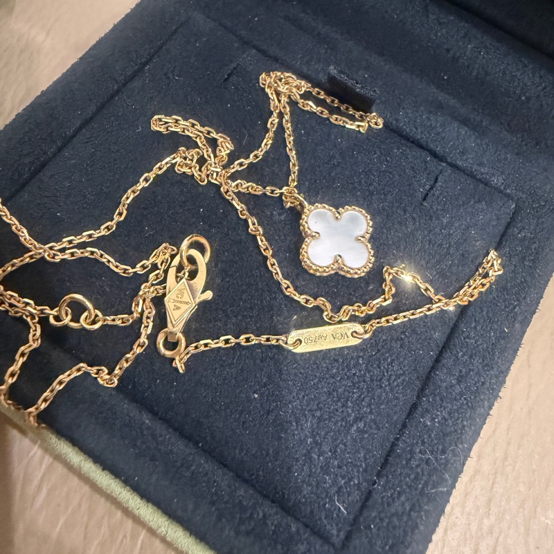 🈶盒子+23年保卡❤️ vca #梵克雅寶 Alhambra #白貝母 #小白花 #項鍊-12