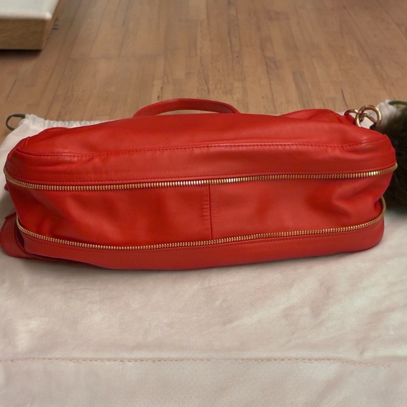 🛍️【Longchamp 橘紅真皮公事包/電腦包】型號1212888313 | 經典停產款 | 法國牛皮 | 底部擴充 | （選擇）贈毛球 | 附購證-9