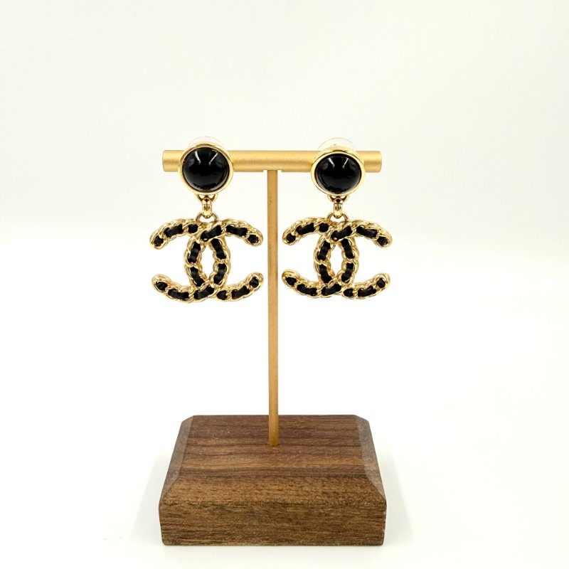 CHANEL - 高級手工坊皮穿鍊雙C耳環-3