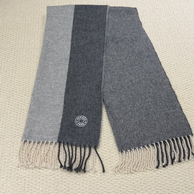 HERMES - 雙色拼羊絨圍巾-0