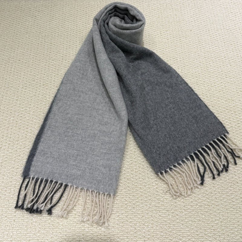 HERMES - 雙色拼羊絨圍巾-1