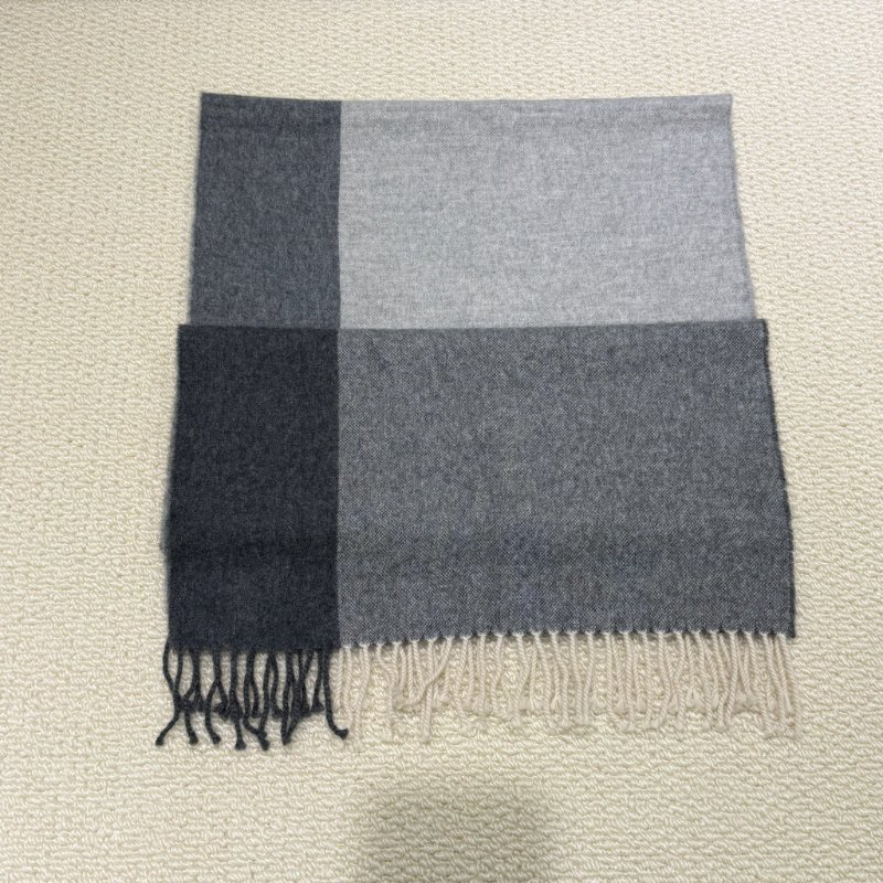 HERMES - 雙色拼羊絨圍巾-3