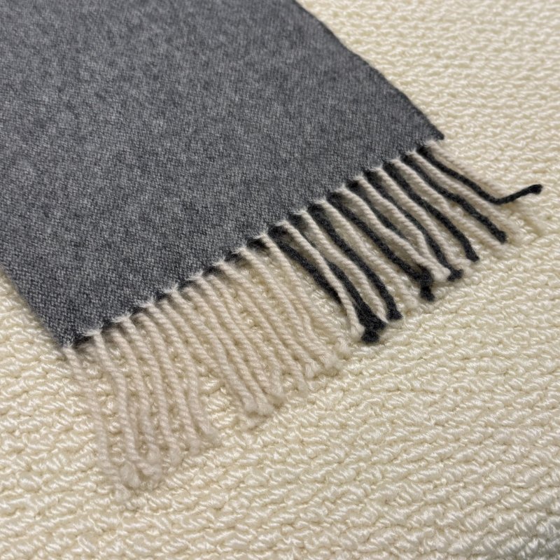 HERMES - 雙色拼羊絨圍巾-6