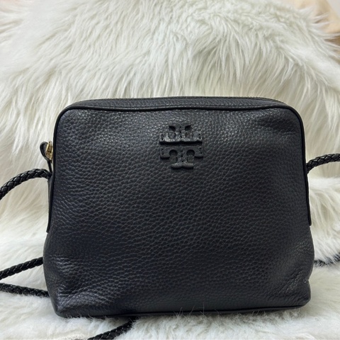 TORY BURCH 經典LOGO荔枝皮革相機斜揹包 小方包