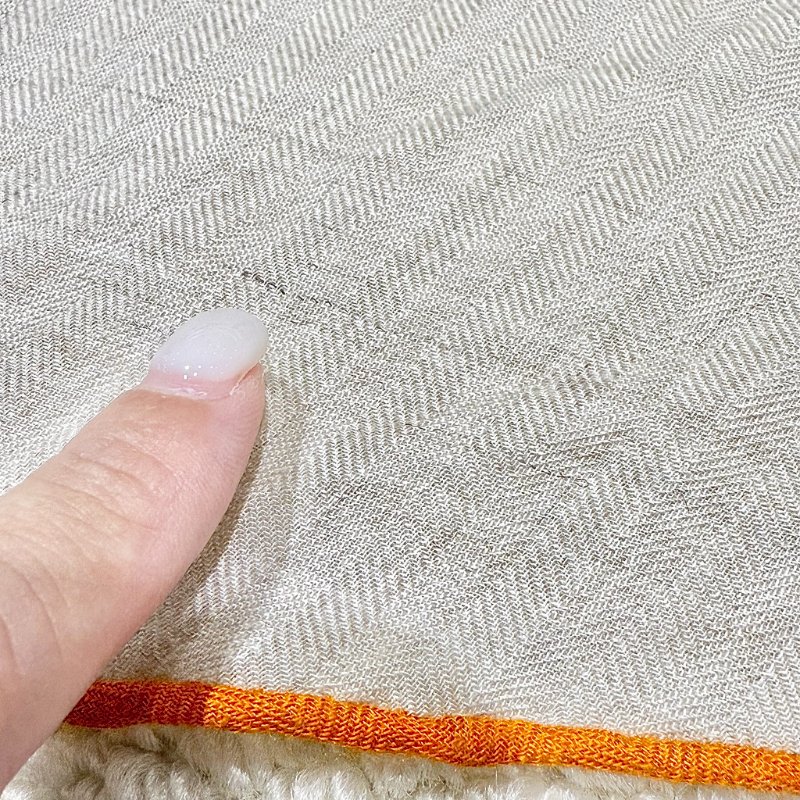 HERMES - 米色拼愛馬仕橘滾邊三角巾-7