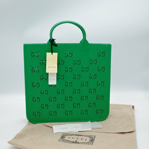 近新品 ✨古馳 Gucci 可愛亮綠 矽膠 手提包 托特包