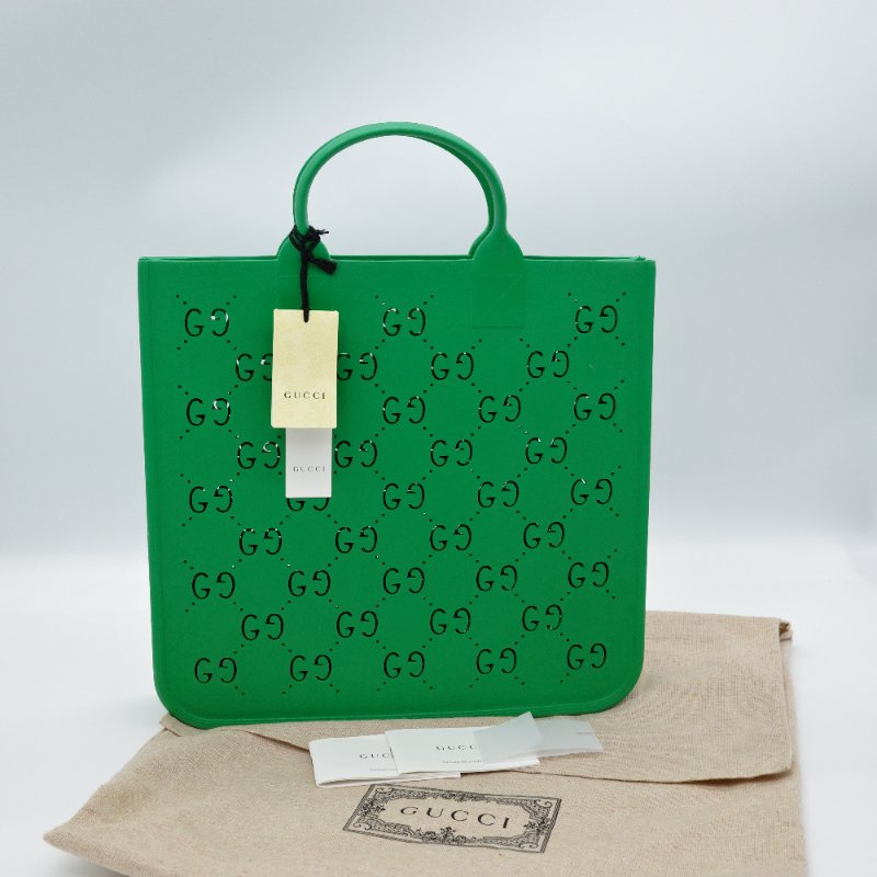 近新品 ✨古馳 Gucci 可愛亮綠 矽膠 手提包 托特包-0