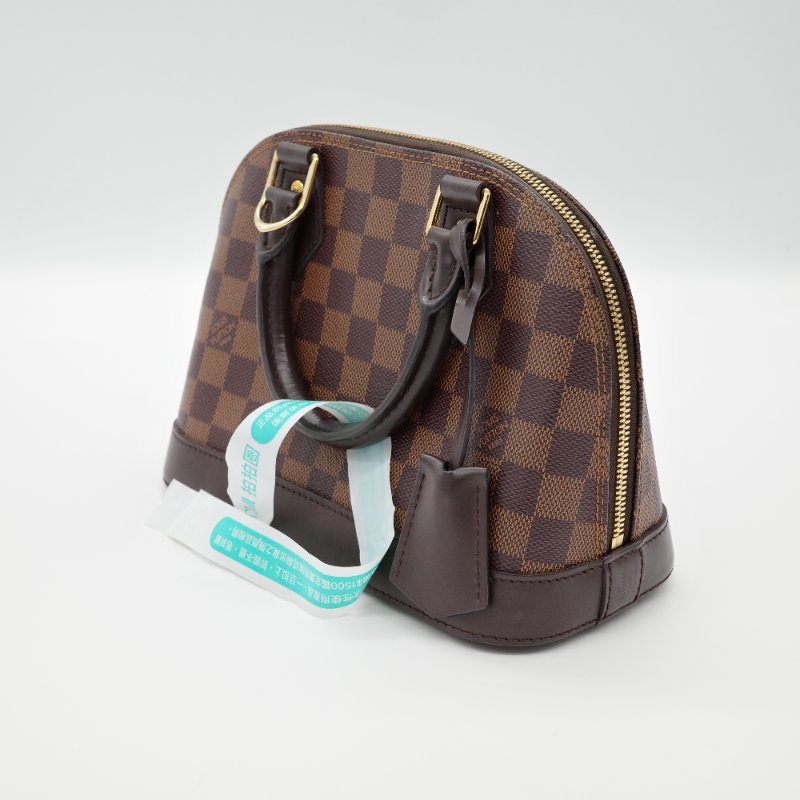 Louis Vuitton 路易威登 棕色棋盤 Damier Alma BB 金扣 手挽包 肩背包 兩用袋-1