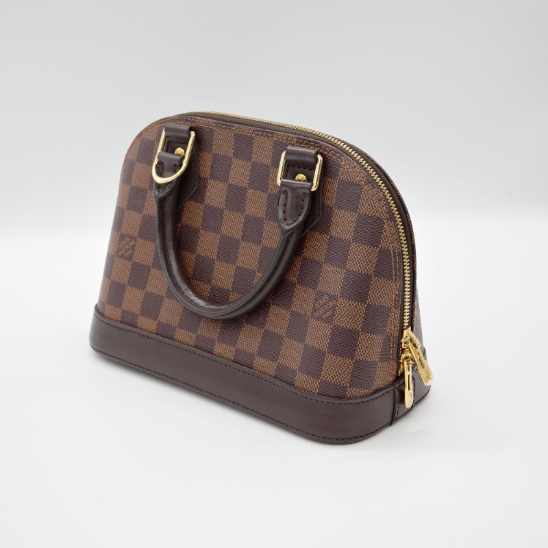 Louis Vuitton 路易威登 棕色棋盤 Damier Alma BB 金扣 手挽包 肩背包 兩用袋-3