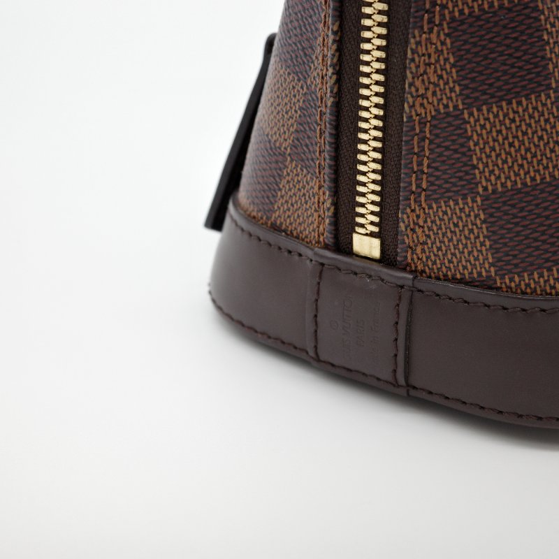 Louis Vuitton 路易威登 棕色棋盤 Damier Alma BB 金扣 手挽包 肩背包 兩用袋-5