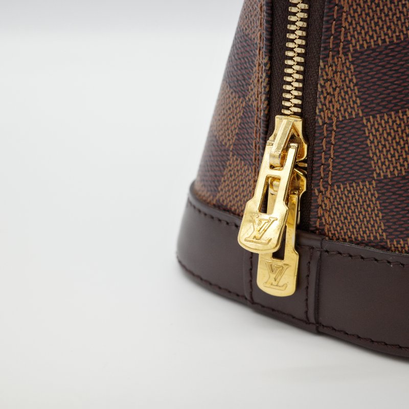 Louis Vuitton 路易威登 棕色棋盤 Damier Alma BB 金扣 手挽包 肩背包 兩用袋-9