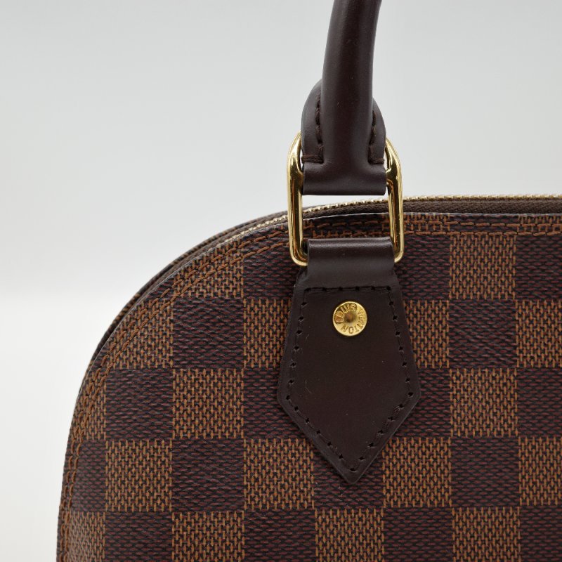 Louis Vuitton 路易威登 棕色棋盤 Damier Alma BB 金扣 手挽包 肩背包 兩用袋-10