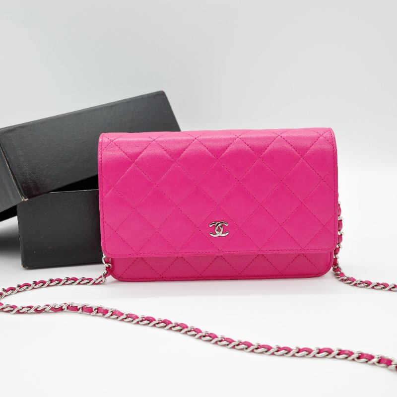 Chanel 香奈兒 Classic Flap 桃紅色 鏈條錢包 WOC 芭比粉 斜背包 單肩包-0