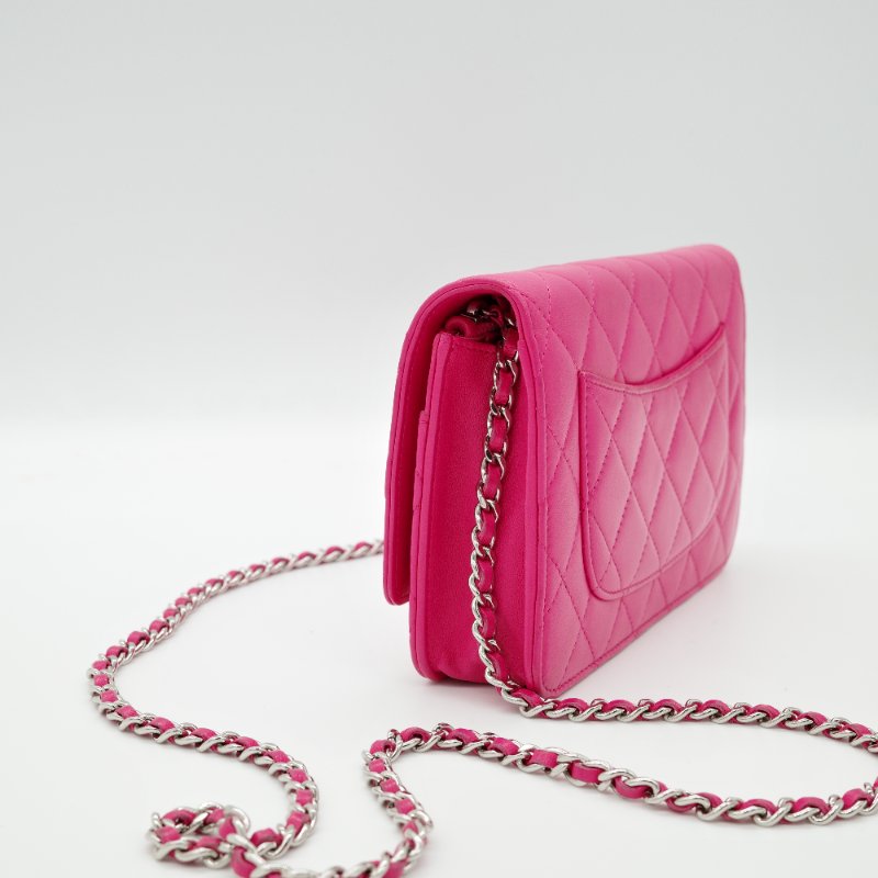 Chanel 香奈兒 Classic Flap 桃紅色 鏈條錢包 WOC 芭比粉 斜背包 單肩包-5
