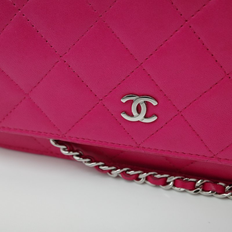 Chanel 香奈兒 Classic Flap 桃紅色 鏈條錢包 WOC 芭比粉 斜背包 單肩包-7