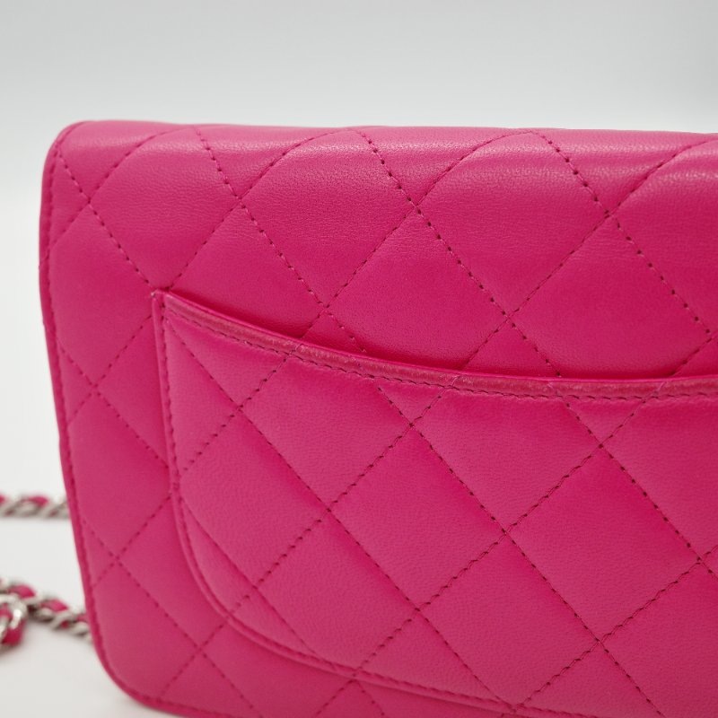 Chanel 香奈兒 Classic Flap 桃紅色 鏈條錢包 WOC 芭比粉 斜背包 單肩包-8