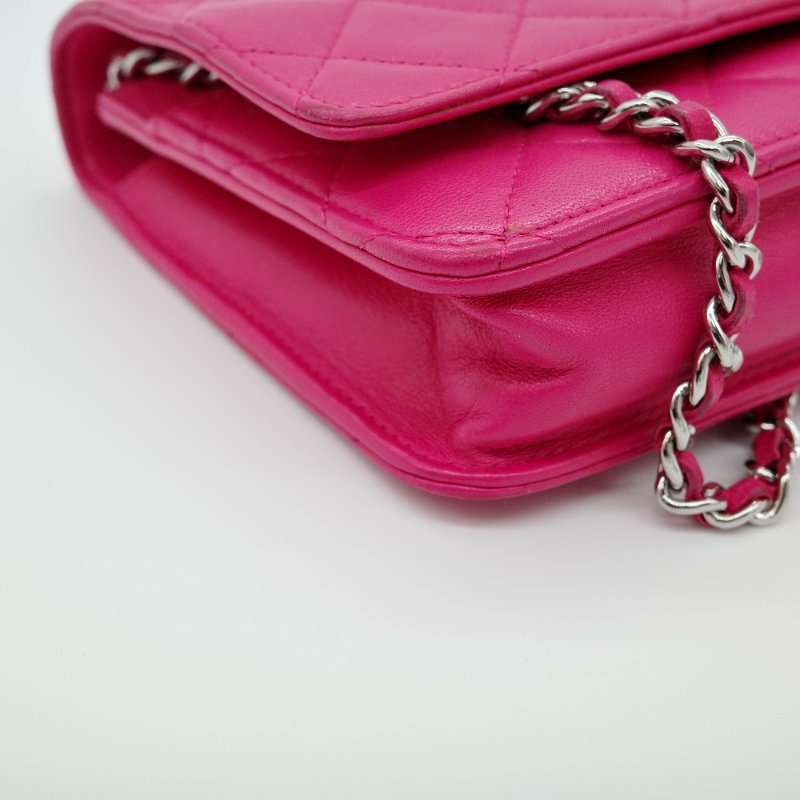 Chanel 香奈兒 Classic Flap 桃紅色 鏈條錢包 WOC 芭比粉 斜背包 單肩包-9